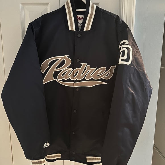 Padres Navy Blue/Sand Bomber Jacket - Picture 1 of 3